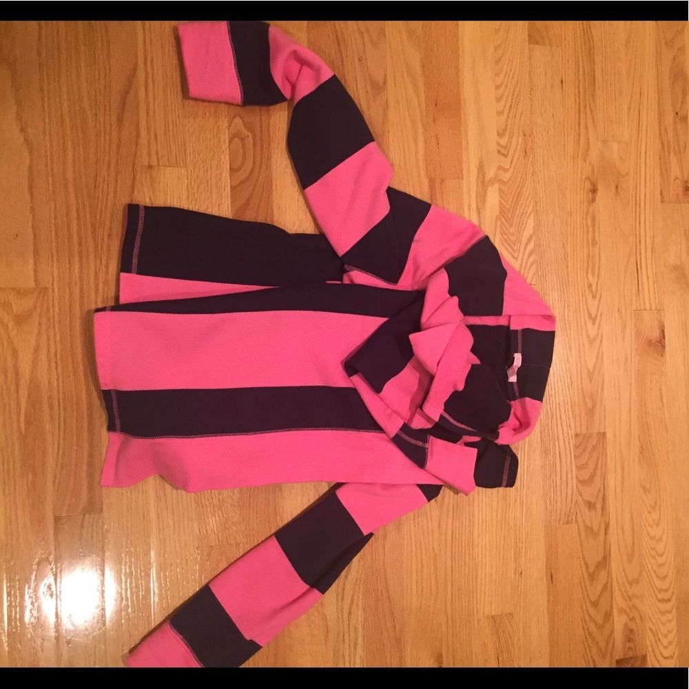 Lilly Pulitzer Pink and Navy Wide Stripe Hooded Sweatshirt